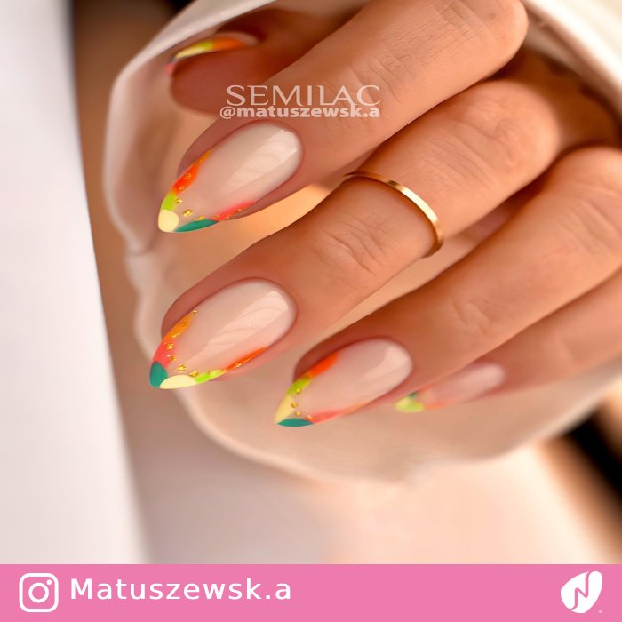 Abstract Colorful French Nails